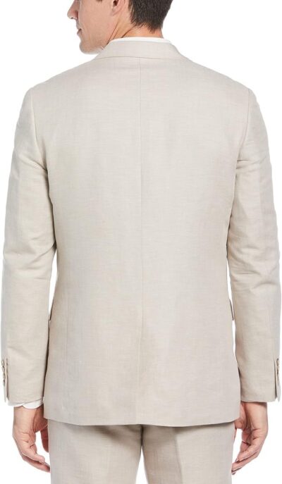 Men's Linen-Blend Suit Jacket, Breathable Single Breasted Blazer - Image 2