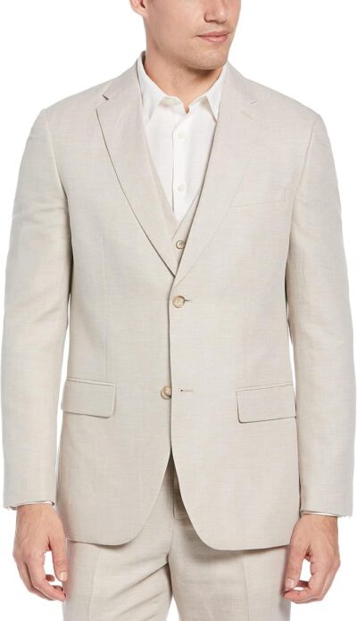 Men's Linen-Blend Suit Jacket, Breathable Single Breasted Blazer