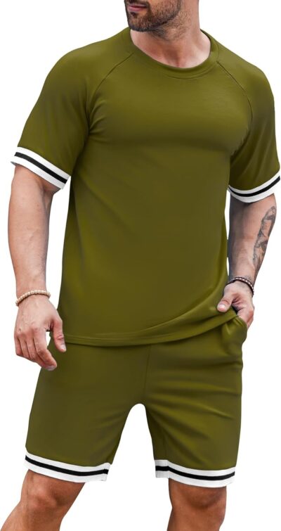 Mens Short Sets 2 Piece Outfits Fashion Summer Tracksuit Casual Shirt Shorts Slim Fit Athletic Sports Sweatsuit - Image 2