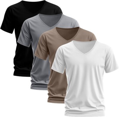 4 Pack Men's Cotton Shirts M-7XL Regular and Big and Tall Short Sleeve V Neck Oversized Casual Summer Tee - Image 2