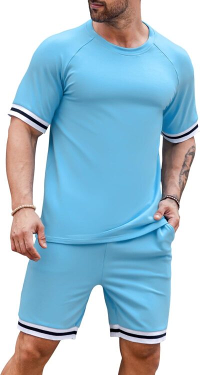 Mens Short Sets 2 Piece Outfits Fashion Summer Tracksuit Casual Shirt Shorts Slim Fit Athletic Sports Sweatsuit - Image 2