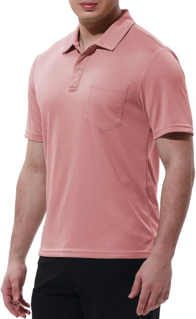 Men's Polo Shirts Short Sleeve Quick Dry Outdoor Golf Sports Shirts with Pocket - Image 2