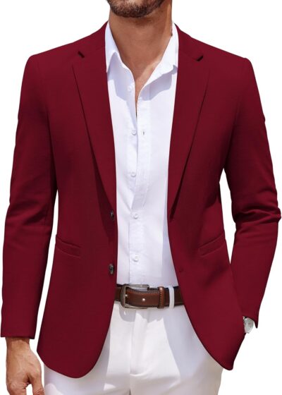 Men's Casual Knit Blazer Two Button Lightweight Sport Coats Suit Jacket