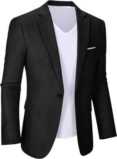 Mens Casual Blazer Jacket Lightweight Sports Coat Suit Jacket for Summer Daily Business Wedding Party Travel - Image 2