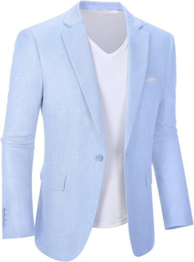 Mens Casual Blazer Jacket Lightweight Sports Coat Suit Jacket for Summer Daily Business Wedding Party Travel - Image 2