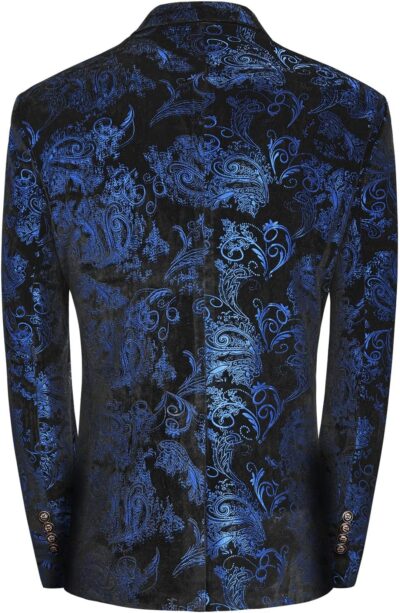 Men's Dress Party Floral Suit Jacket Notched Lapel Slim Fit Two Button Stylish Blazer - Image 2