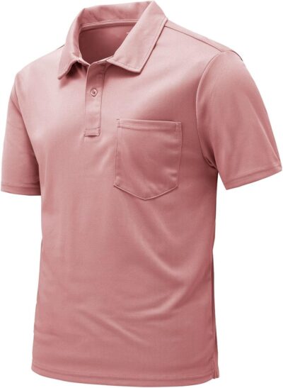 Men's Polo Shirts Short Sleeve Quick Dry Outdoor Golf Sports Shirts with Pocket